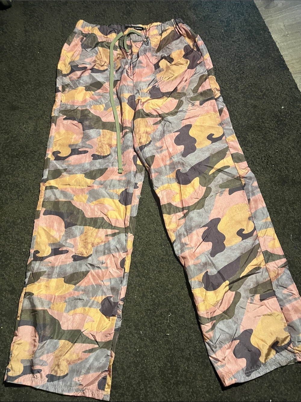 Almost Famous Women's Wide Leg Camo Pants in Pink, Yellow, Green, Gray